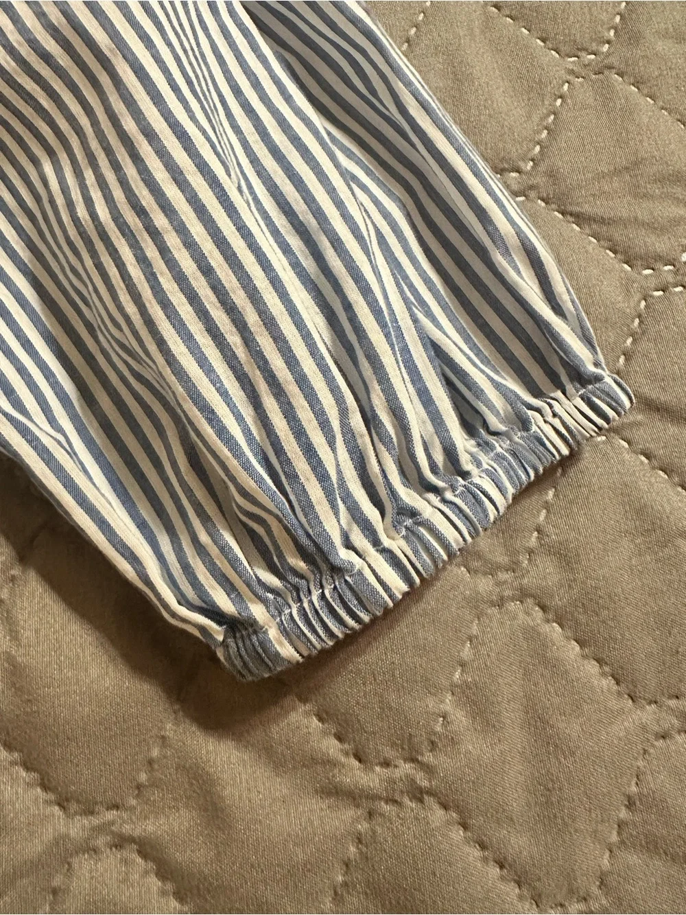 J Crew 100% Cotton Blue & White Stripe Ruffled Long-Sleeve Top Size Small